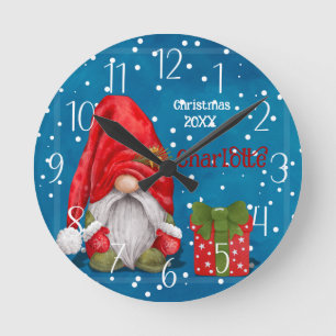 Customizable Cute Father Christmas Round Clock