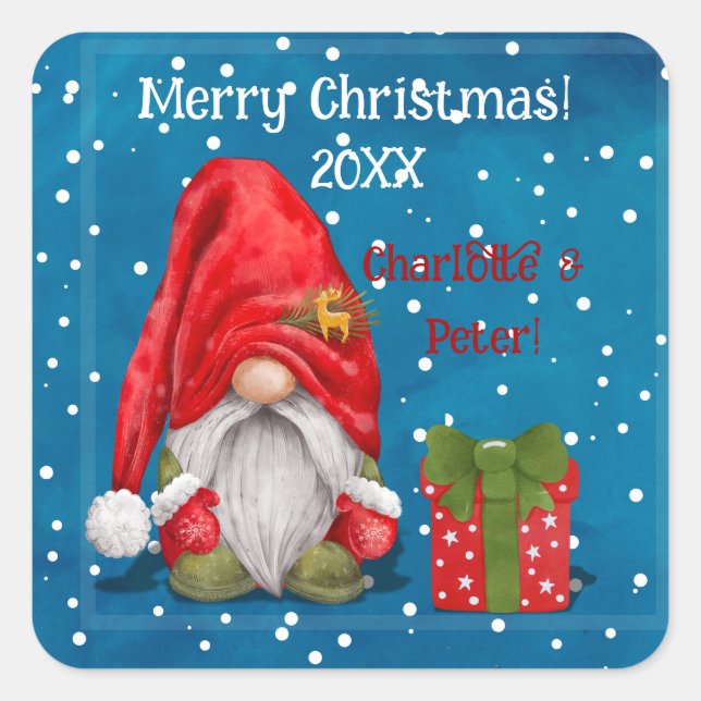 Customizable Cute Father Christmas  Square Sticker (Front)