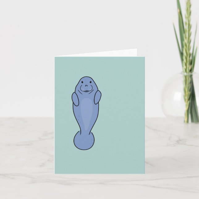 Customizable Cute Manatee  Holiday Card (Front)