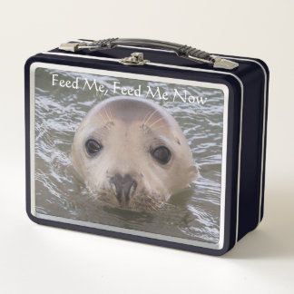 Customizable Cute Seal 'Feed Me' Lunch Box