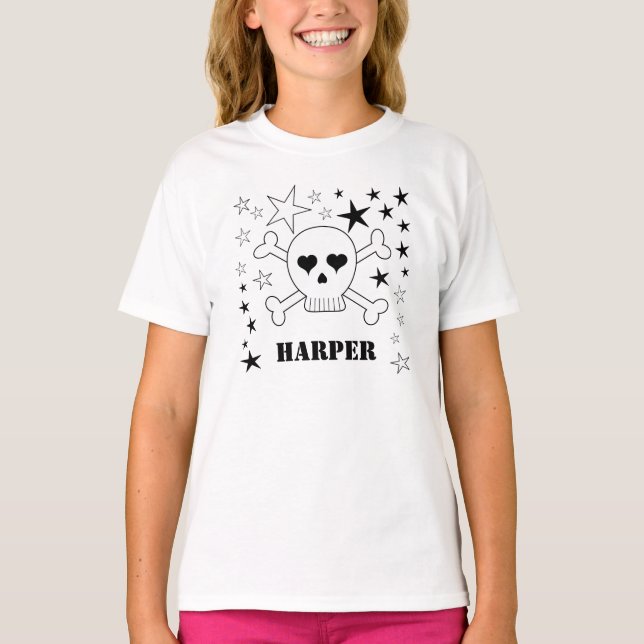 Customizable Cute Skull and Crossbones T-Shirt (Front)