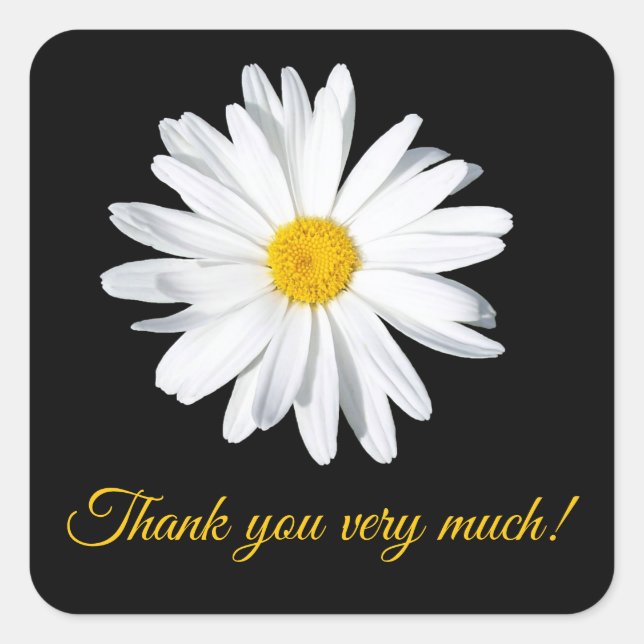 Customizable Daisy Flower Thank You  Square Sticker (Front)