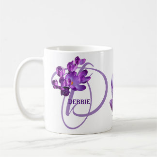 Customizable Debbie name cute purple crocus floral Coffee Mug