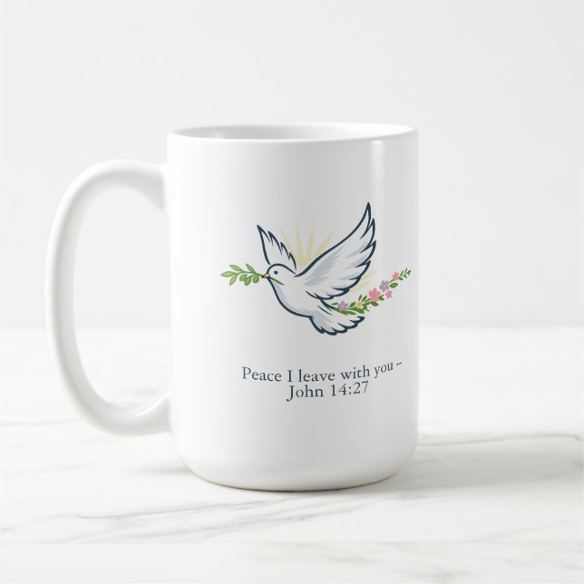Customizable Easter Dove Mug with Olive Branch (Left)