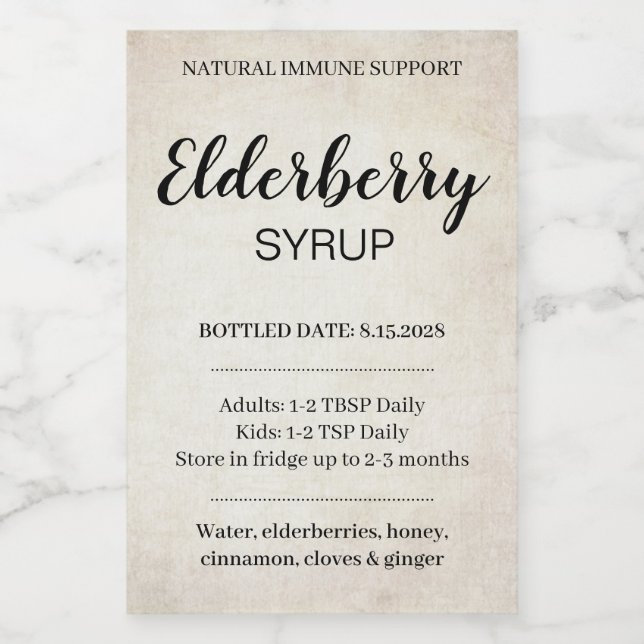 Customizable Elderberry Syrup Label ZEB_03a (Single Label)