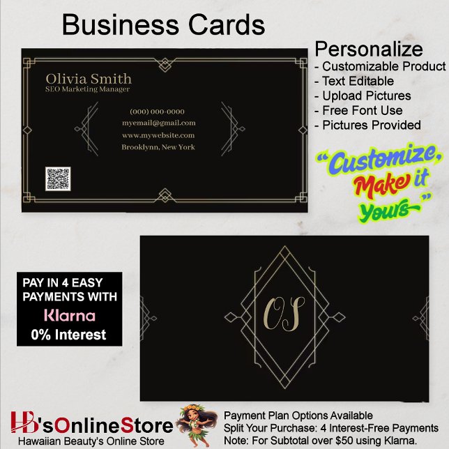Customizable Elegant Black Business Cards 8 (Customizable Elegant Black Business Cards 8.)