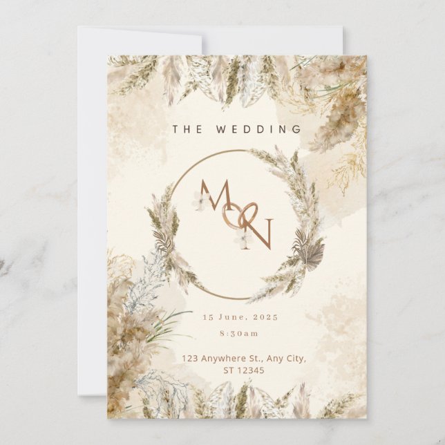 Customizable Elegant Calligraphy  Wedding  Invitation (Front)