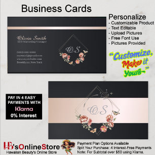 Customizable Elegant Peach Floral Business Card 10