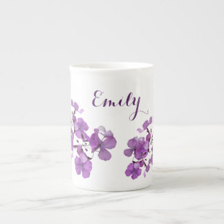 Customizable Emily name monogram purple floral Bone China Mug