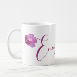 Customizable Emily name pretty pink rose floral Coffee Mug
