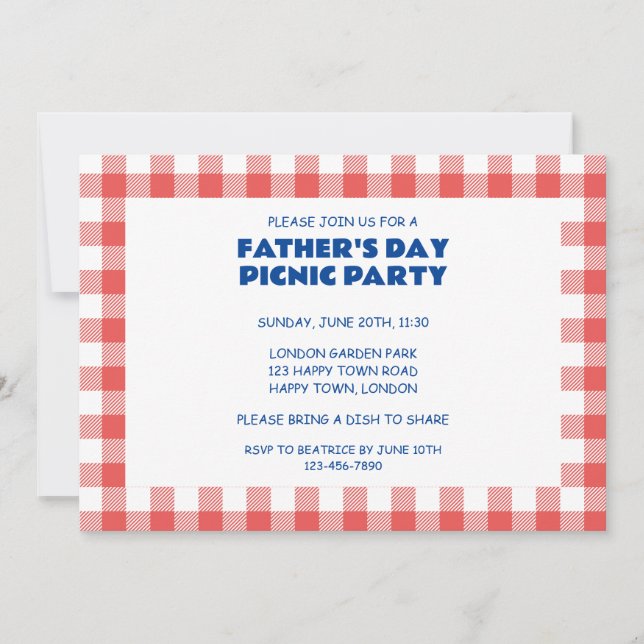 CUSTOMIZABLE FATHER'S DAY PICNIC PARTY INVITATION (Front)