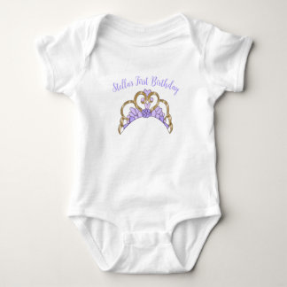 Customizable First Birthday Tiara Baby Bodysuit