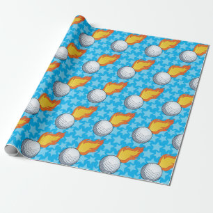 Customizable Flaming Golf Ball Wrapping Paper