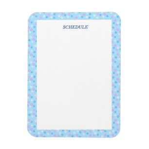 Customizable Floral Blue Magnet Text