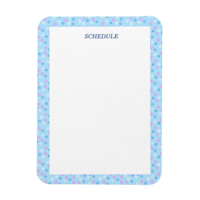Customizable Floral Blue Magnet Text (Vertical)