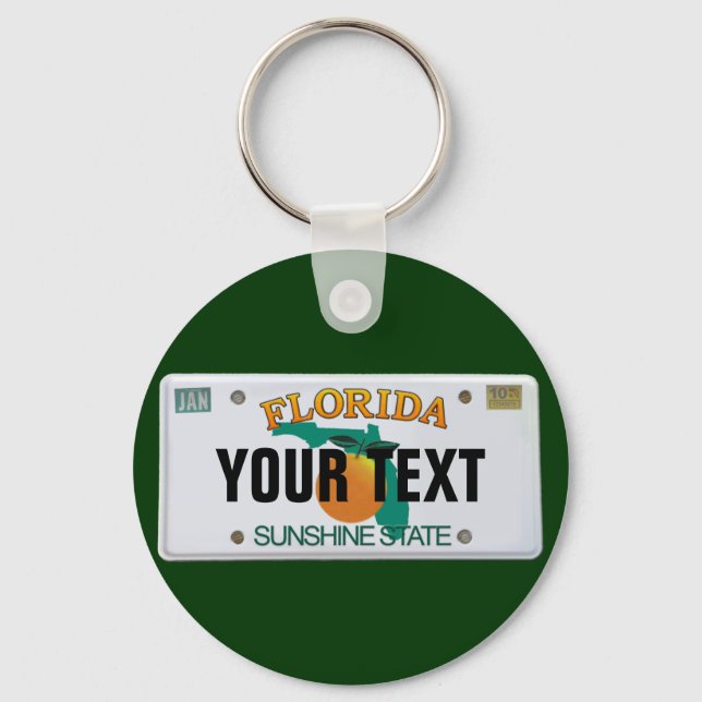 (Customizable) Florida License Plate Key Ring (Front)