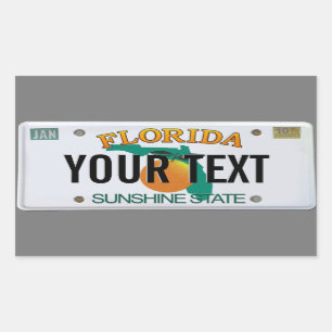 (Customizable) Florida License Plate Rectangular Sticker