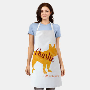 Customizable French Bulldog Pastel Orange Apron