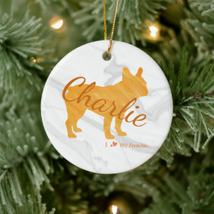Customizable French Bulldog Pastel Orange Ornament