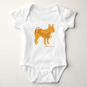 Customizable French Bulldog Pastel Orange T-Shirt Baby Bodysuit