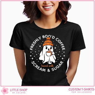 Customizable Freshly Brewed Coffee Ghost Halloween T-Shirt