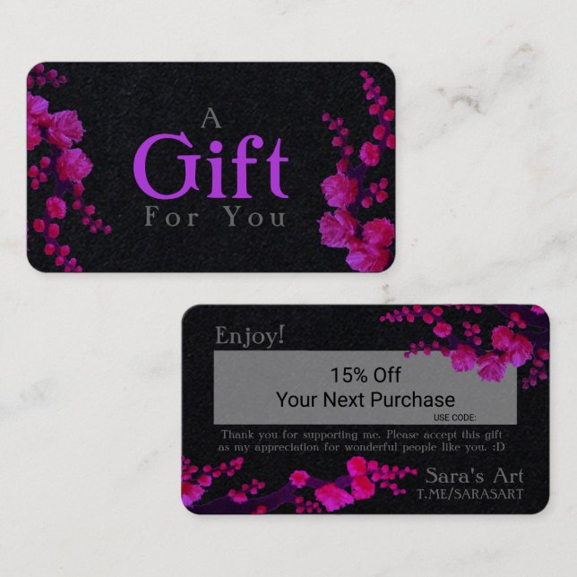 Customizable Fuschia Cherry Blossom Gift Card (Front/Back)