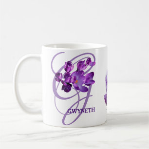 Customizable G monogram purple crocus flowers Coffee Mug