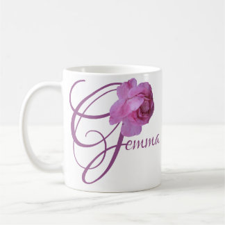 Customizable Gemma name pretty pink rose floral Coffee Mug
