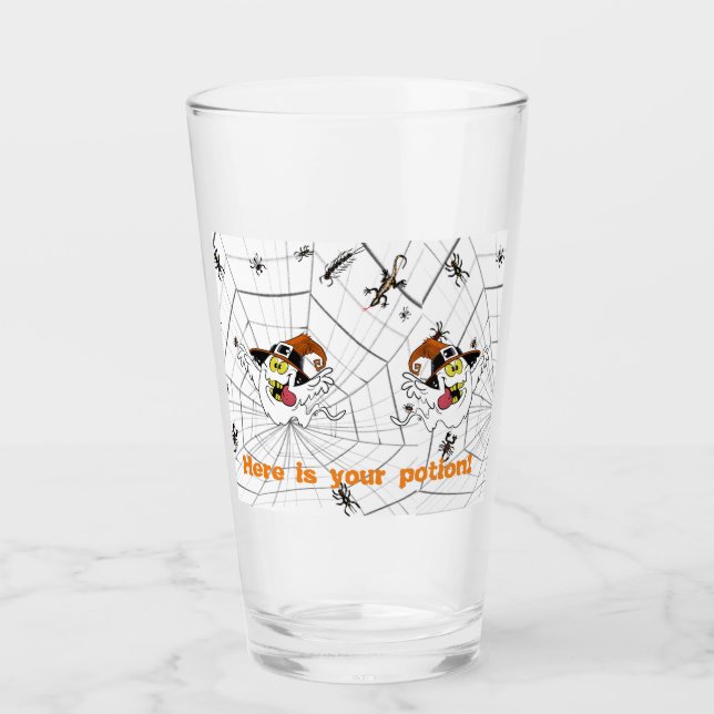 Customizable ghostly web Halloween spider Glass (Front)