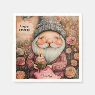 Customizable Gnome Birthday Design Napkin