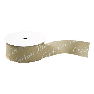 Customizable Gold-Colored Christmas Blessings Grosgrain Ribbon