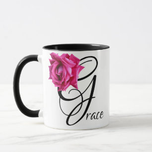 Customizable Grace name pink rose flowers boho  Mug
