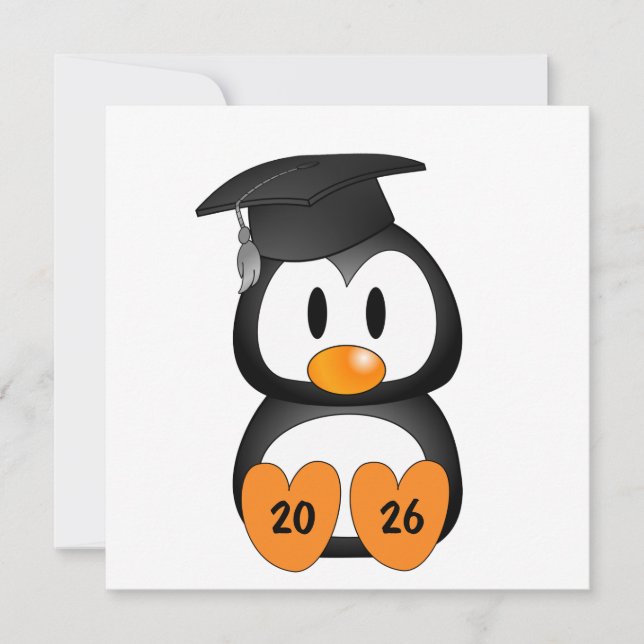 Customizable Graduation Penguin Invitation (Front)