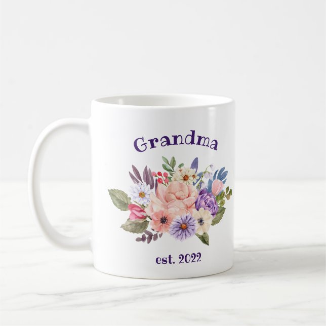 CUSTOMIZABLE Grandma Date - First time Grandma Cof Coffee Mug (Left)