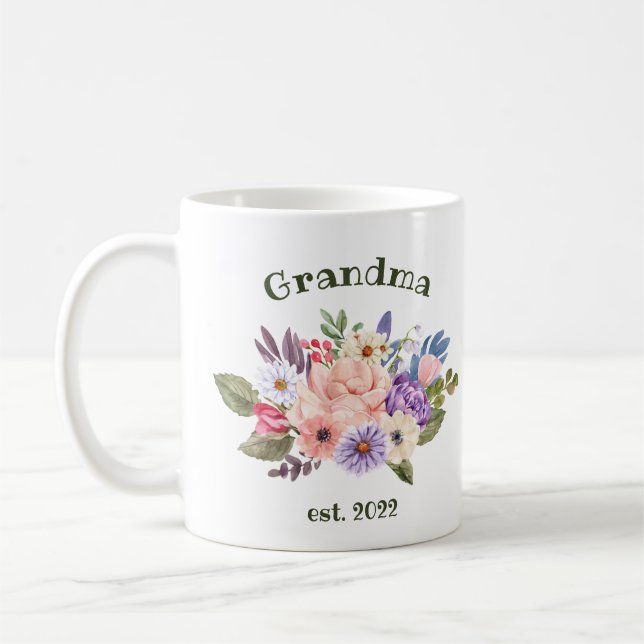CUSTOMIZABLE Grandma Date - First time Grandma Cof Coffee Mug (Left)