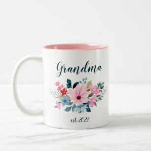 CUSTOMIZABLE Grandma Date - First time Grandma Cof Two-Tone Coffee Mug