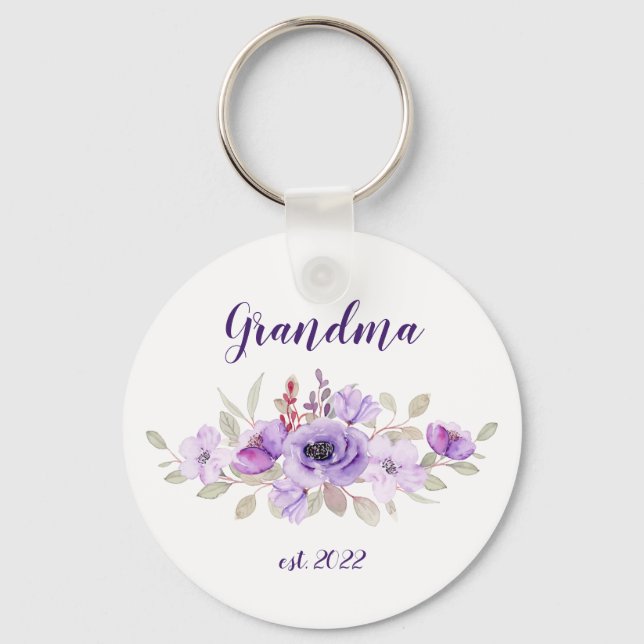 CUSTOMIZABLE Grandma Date - First time Grandma Key Ring (Front)