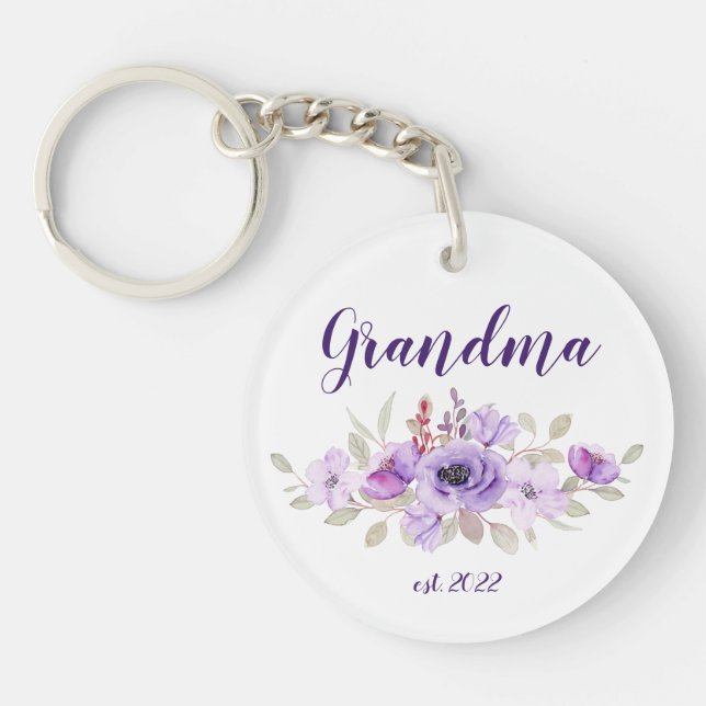 CUSTOMIZABLE Grandma Date - First time Grandma Key Ring (Front)