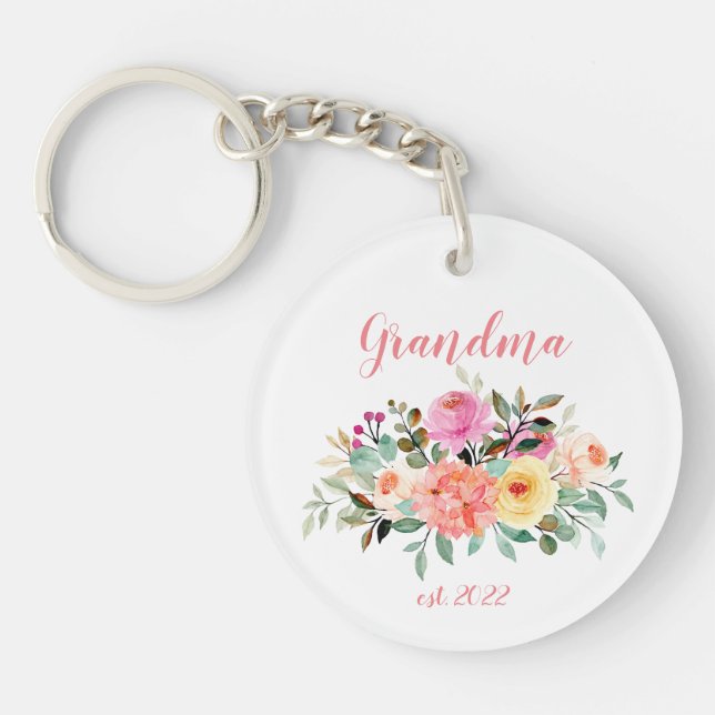 CUSTOMIZABLE Grandma Date - First time Grandma Key Ring (Front)