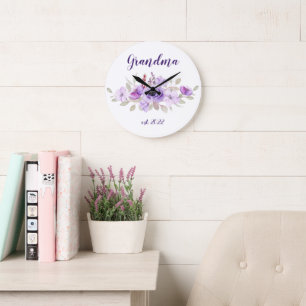 CUSTOMIZABLE Grandma Date - First time Grandma Large Clock