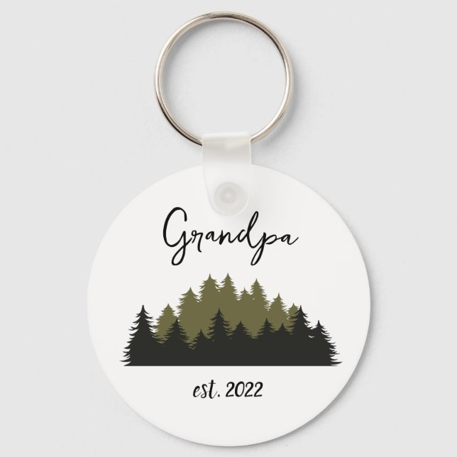 CUSTOMIZABLE Grandpa Date - First time Grandpa Key Ring (Front)