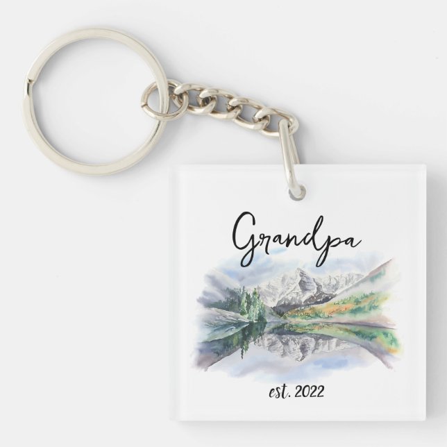 CUSTOMIZABLE Grandpa Date - First time Grandpa Key Ring (Front)