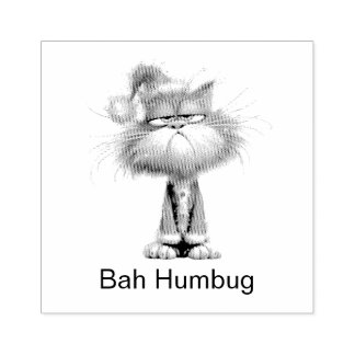Customizable Grumpy Santa Cat Rubber Stamp