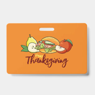 Customizable Hamburger and fruit thanksgiving ID Badge
