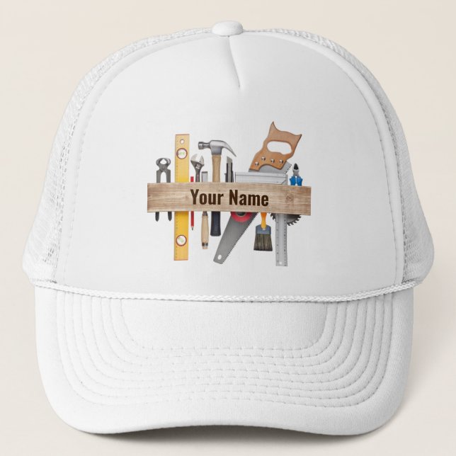 Customizable handyman carpenter tools trucker hat (Front)