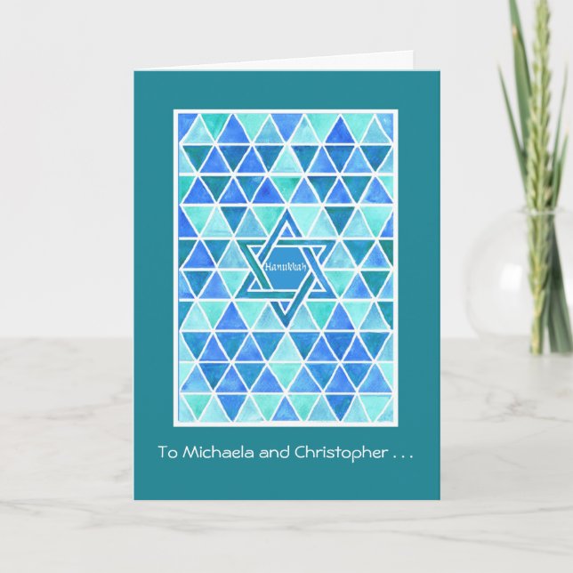 Customizable Hanukkah Star of David Greeting Card (Front)