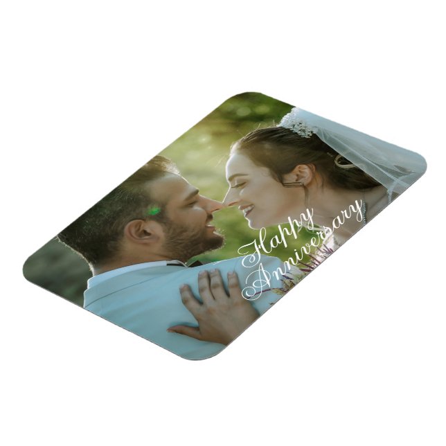 Customizable Happy Anniversary Photo Magnet Design (Left Side)