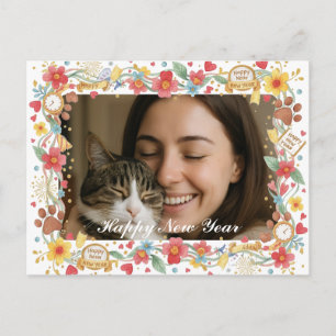 Customizable Happy New Year Pet Lover Photo Postcard