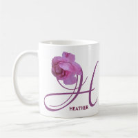 Customizable Heather name pretty pink rose floral