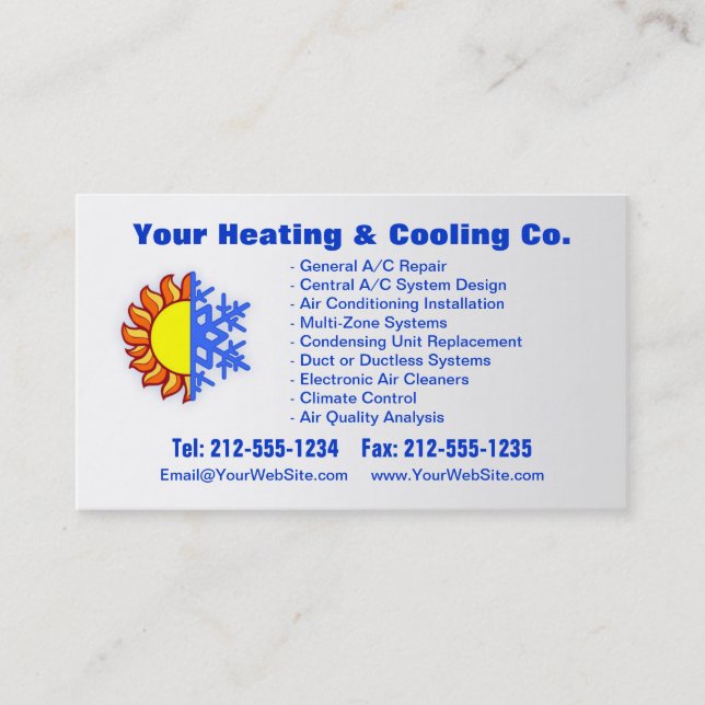 CUSTOMIZABLE Heating & Cooling Business Card (Front)